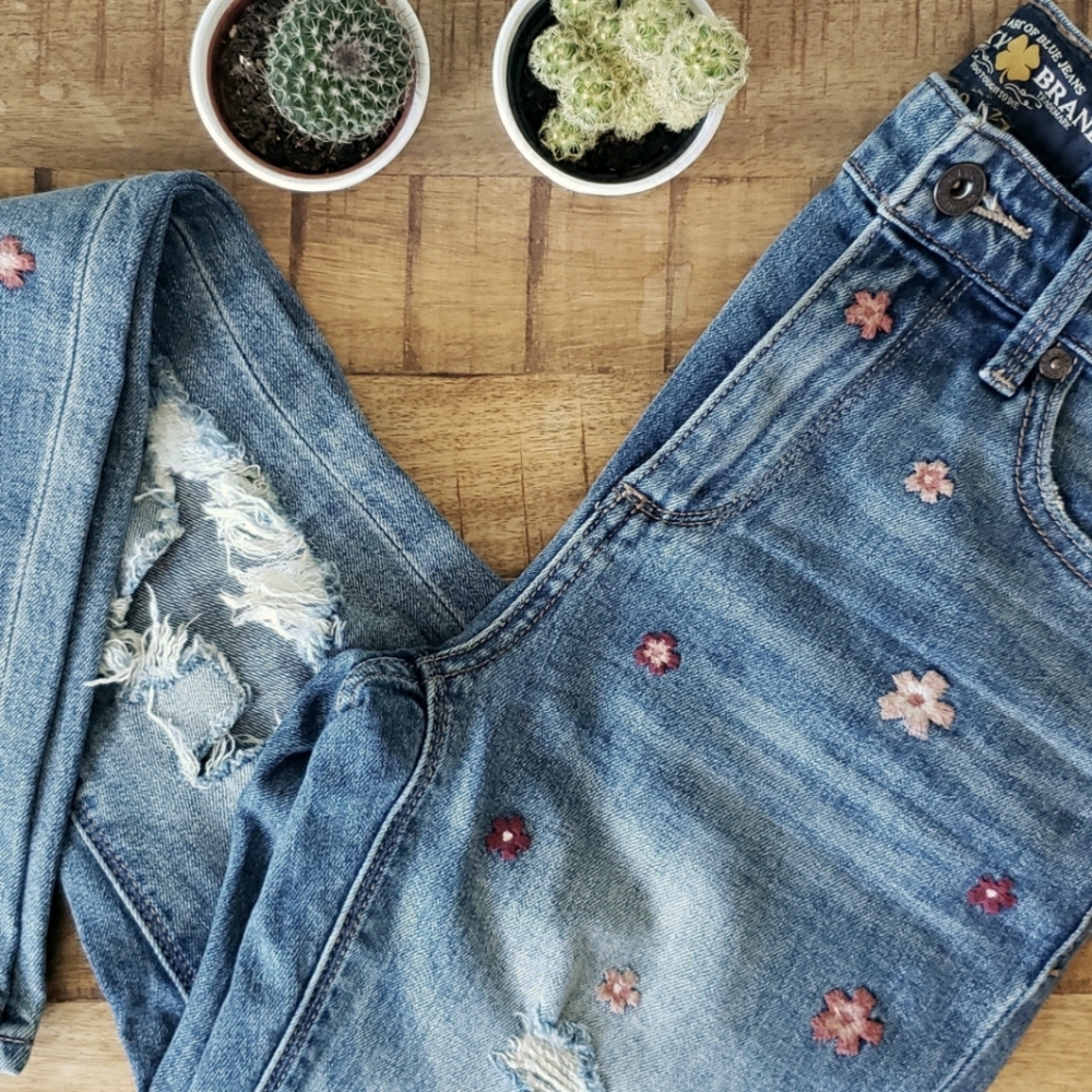 Lucky Brand High Rise Embroidered Denim